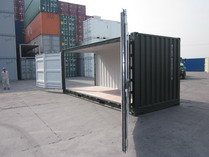 20' Open side, Green RAL 6007 shipping containers